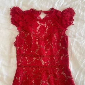 Saylor Red Lace Midi Dress